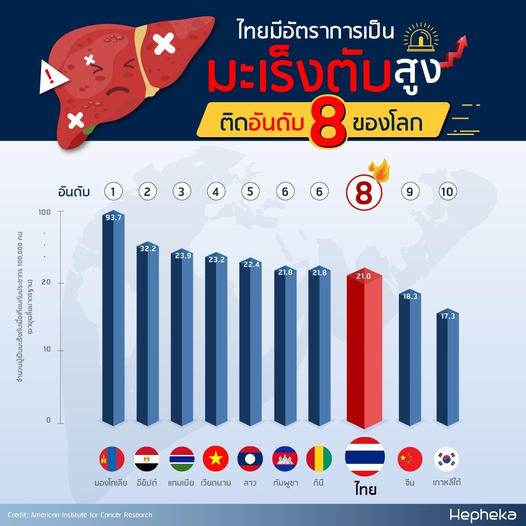 เป็นมะเร็งตับ ติดอันดับ 8 ของโลก